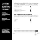 Toniiq etiqueta con ingredientes y concentración 3600 GDU/gramo clara