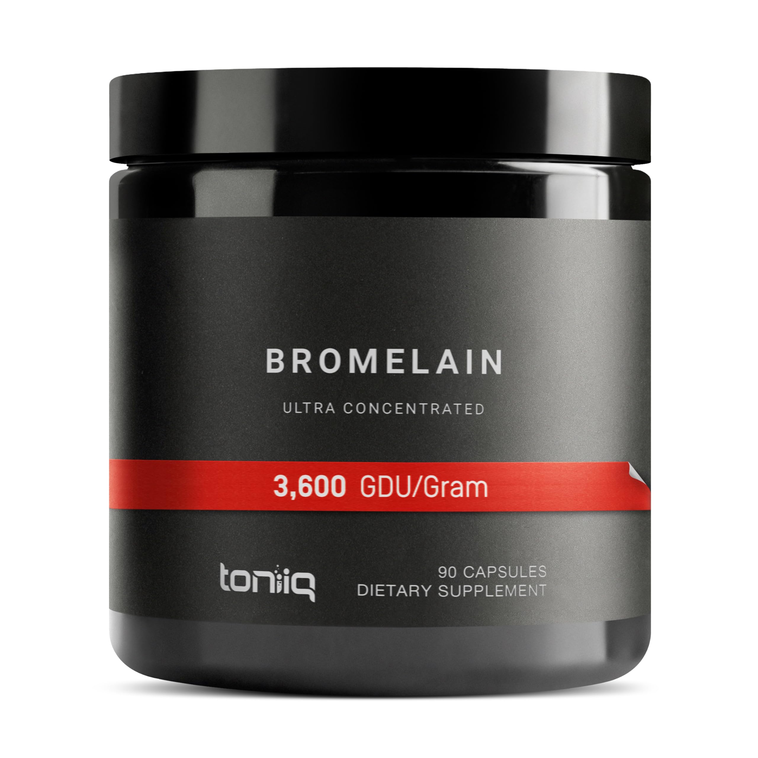Toniiq envase frontal mostrando bromelina de alta potencia y facilidad de uso