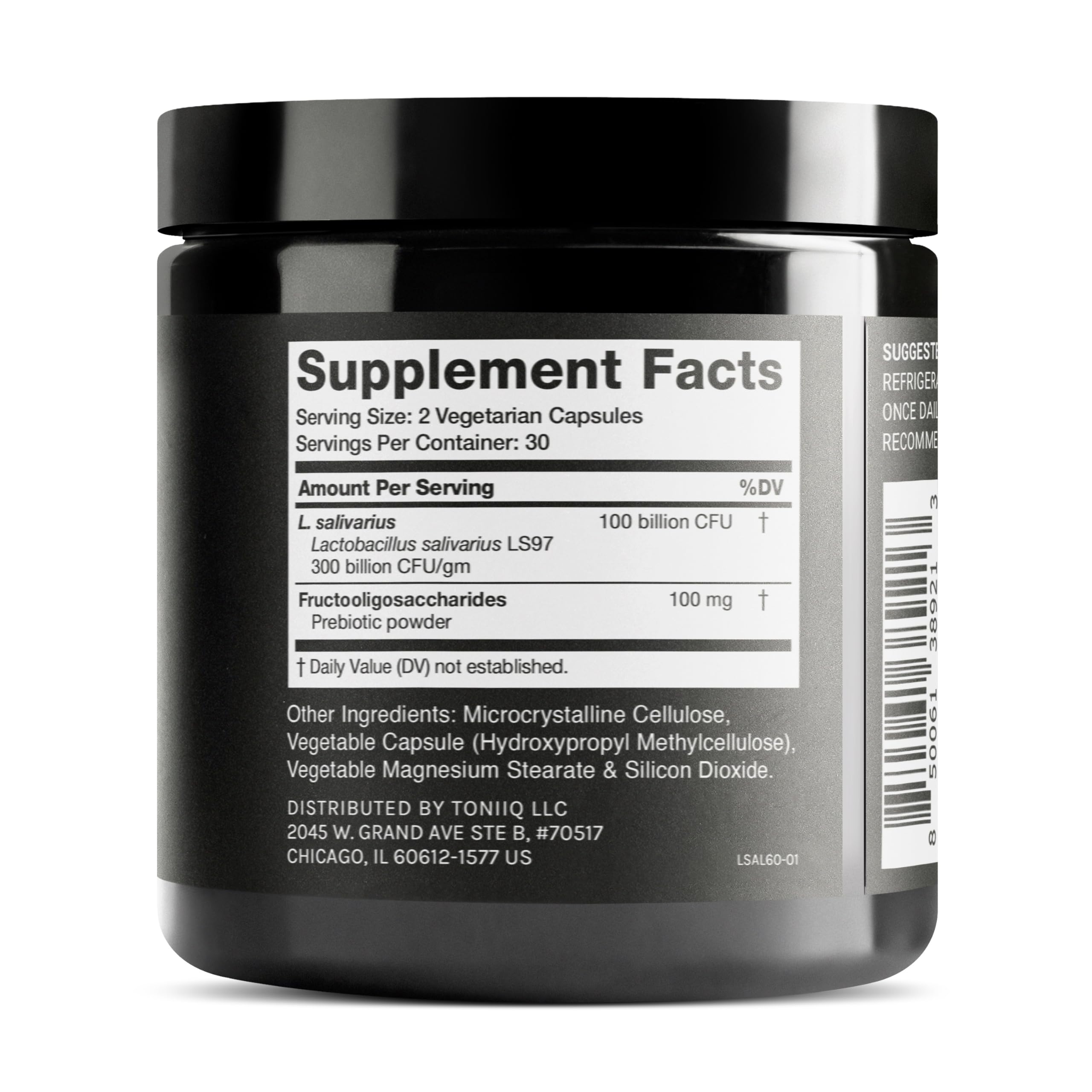 Toniiq detalle de etiqueta con ingredientes y certificaciones, transparencia y pureza