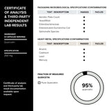 Toniiq etiqueta analítica con número de lote y certificación de pruebas