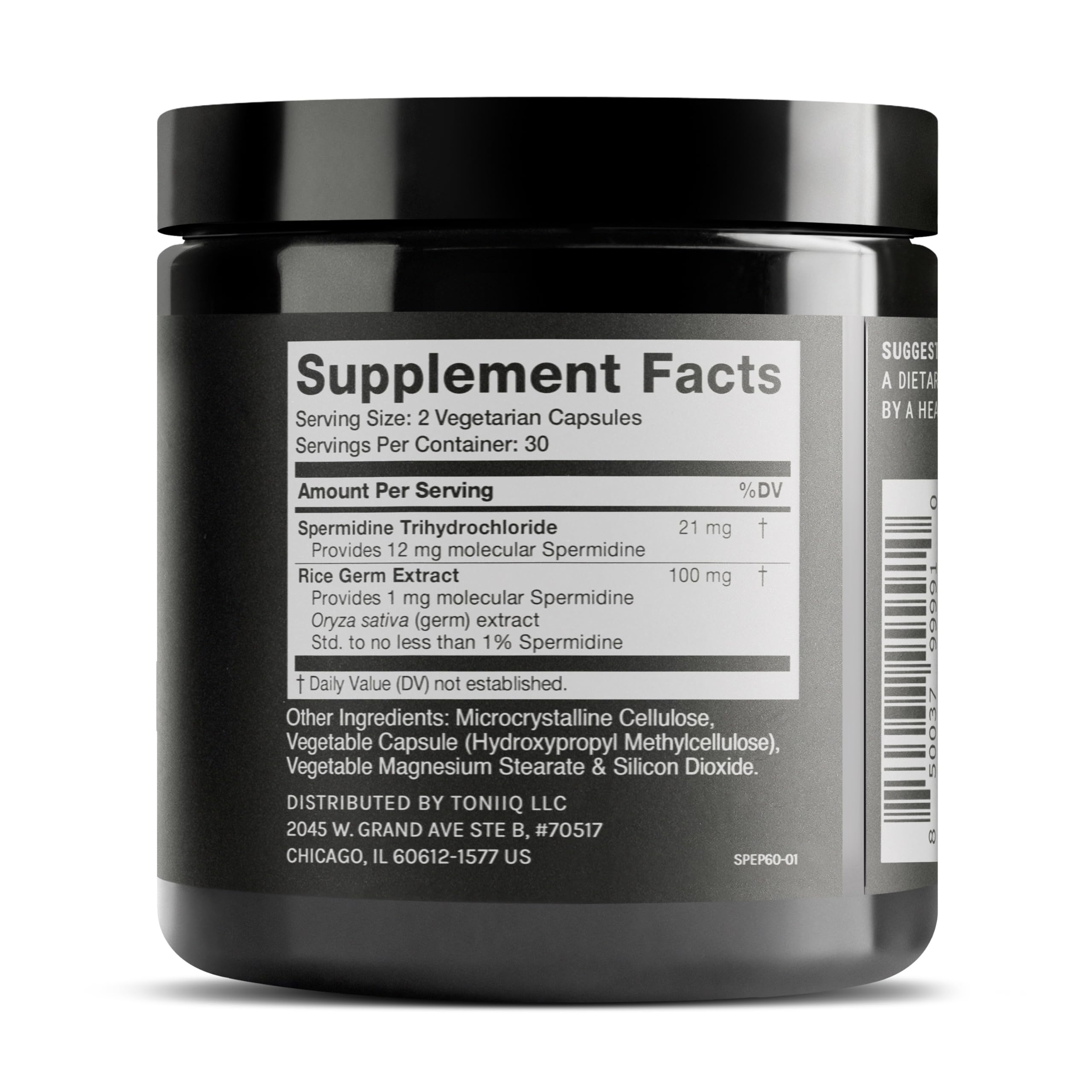 Toniiq etiqueta en detalle que resalta 22 mg y origen de ingredientes