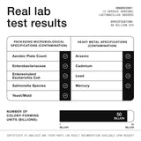 Toniiq etiqueta con información nutricional y certificaciones