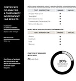 Toniiq etiqueta nutricional detalle que demuestra dosificación y composición