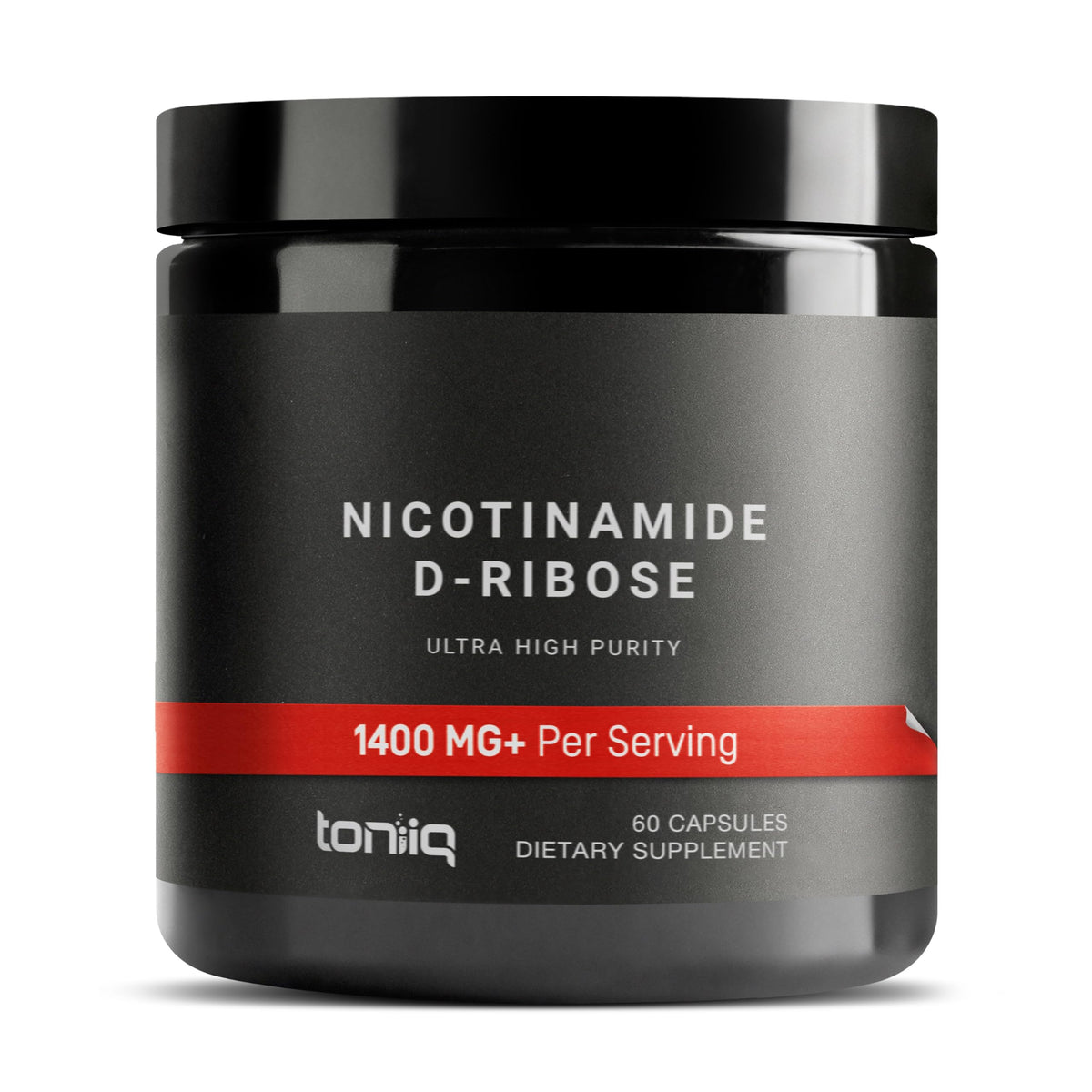 Toniiq frontal empaque mostrando la fórmula 1400mg y beneficios clave