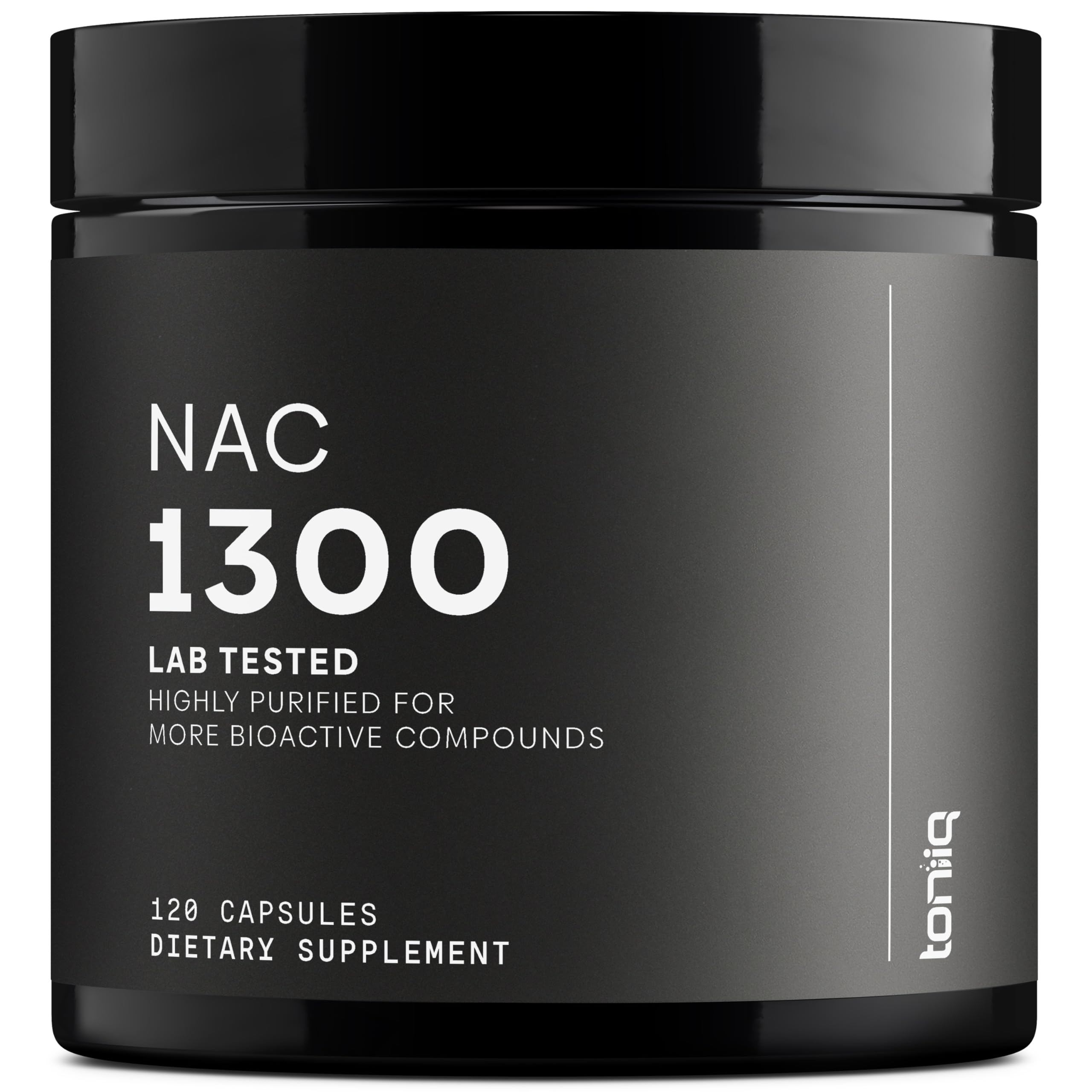 Toniiq envase frontal NAC 1300 mg mostrando etiqueta clara y beneficio de alta concentración