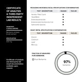 Toniiq pruebas en laboratorio indicando análisis de pureza y seguridad