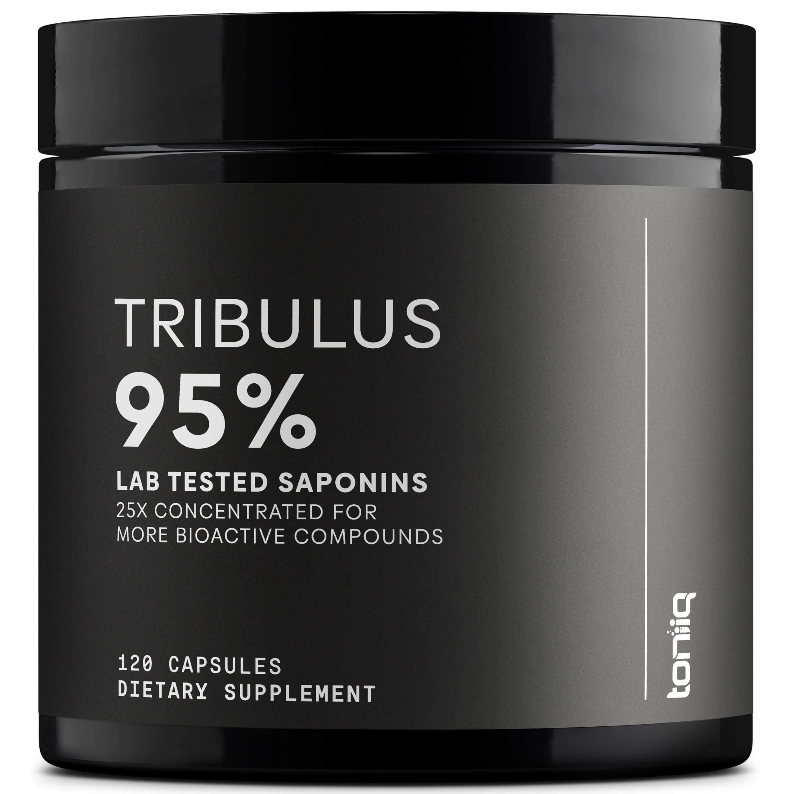 Toniiq frasco de Tribulus Terrestris mostrando etiqueta clara y concentración