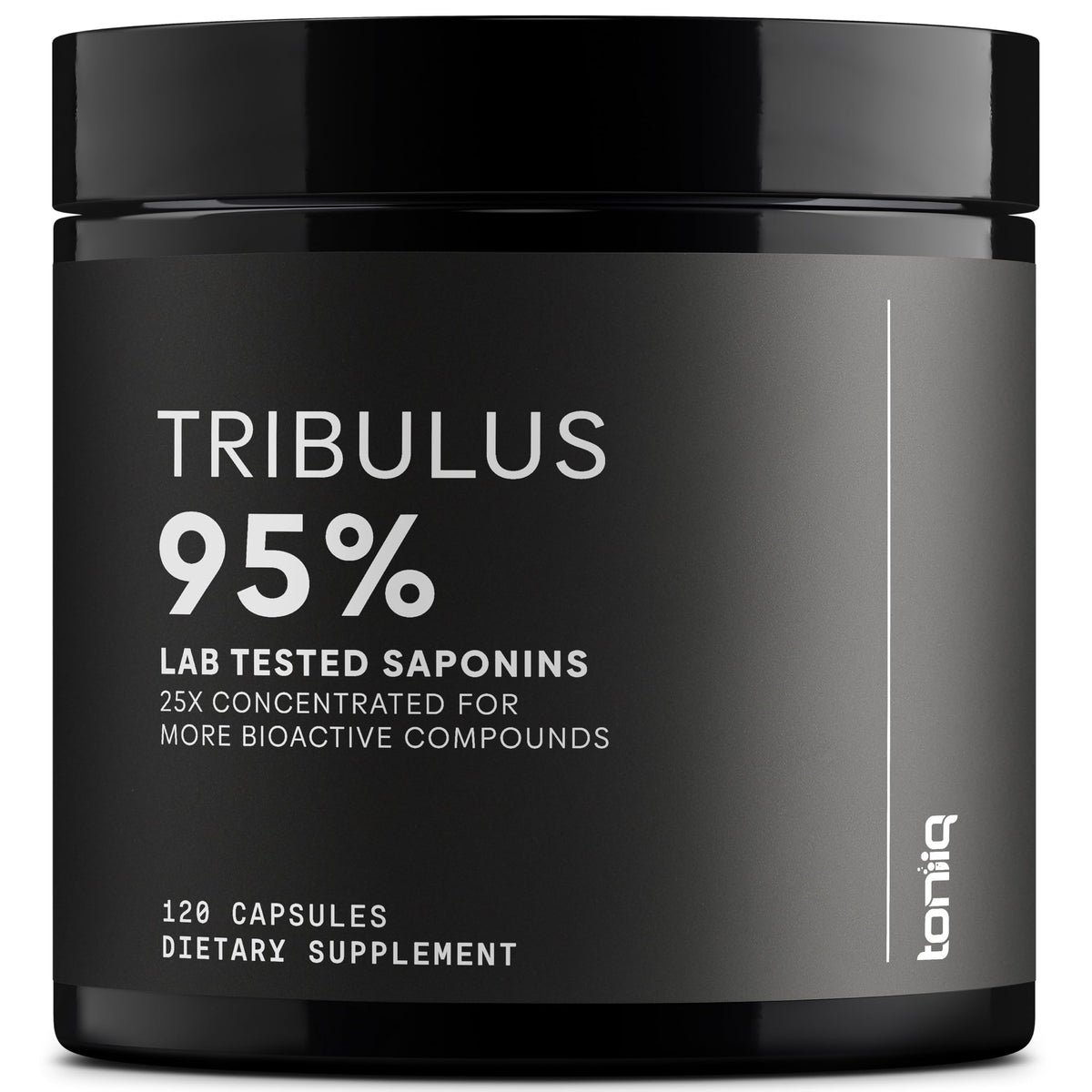 Toniiq frasco de Tribulus Terrestris mostrando etiqueta clara y concentración