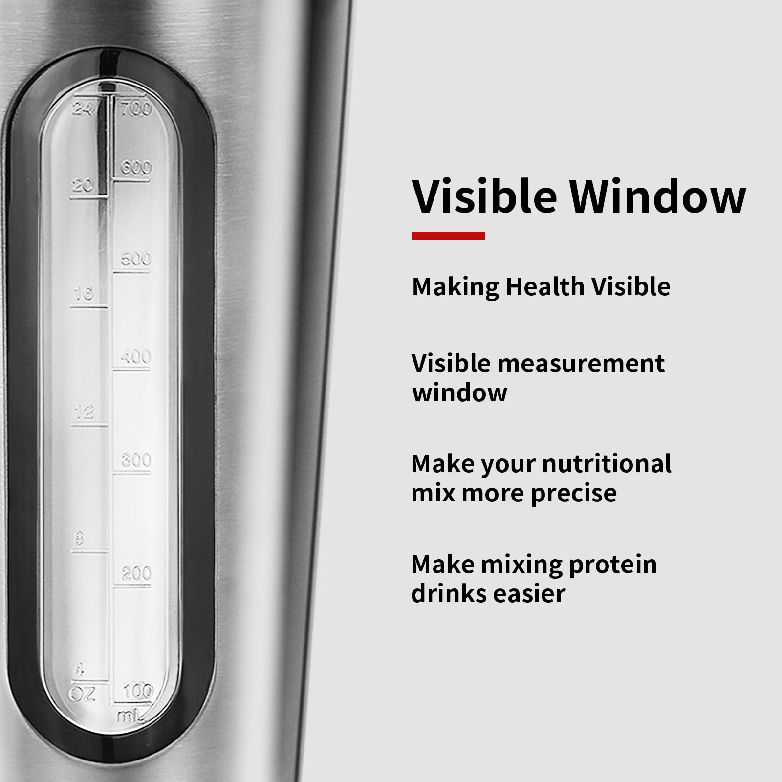 TOOFEEL ventana de tritán con escala visible para medir líquidos con precisión
