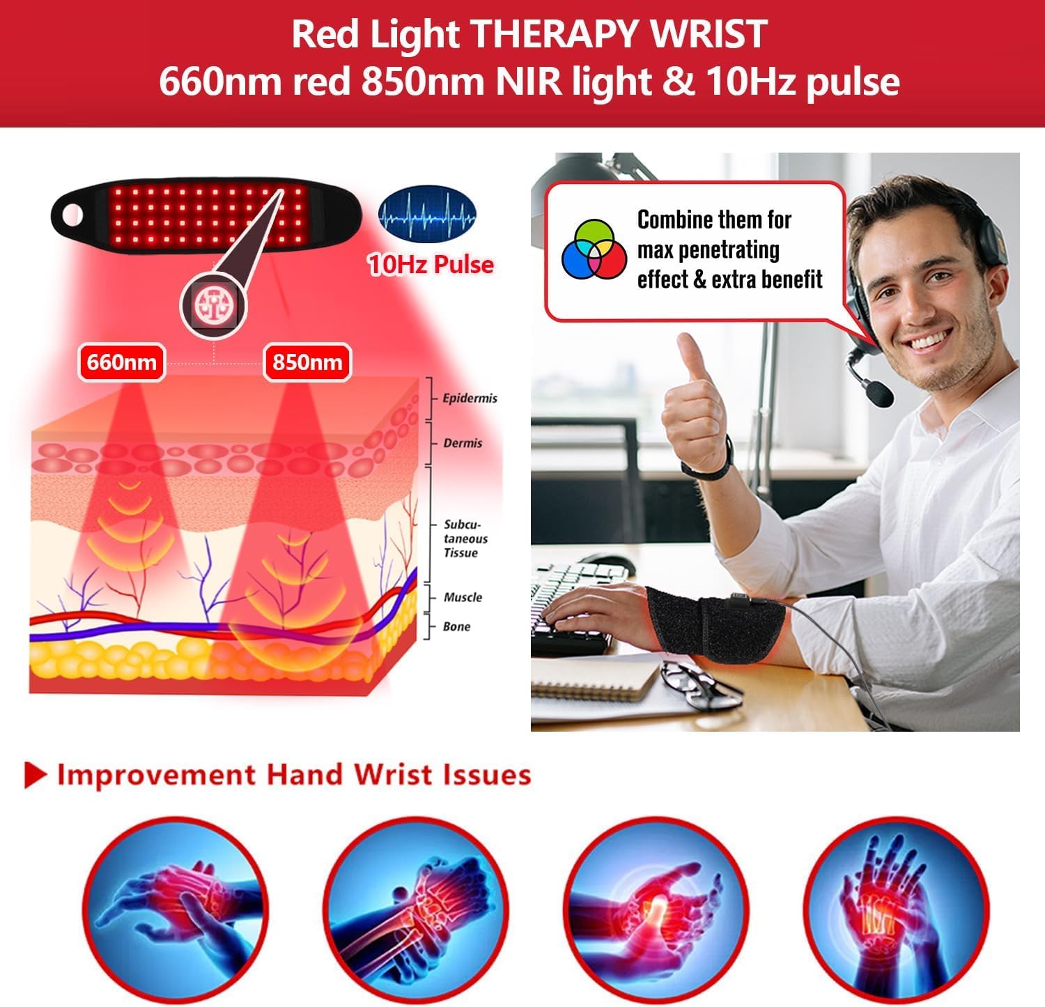 Visión cercana de los LEDs Topcupro mostrando la distribución de 660nm y 850nm para cobertura