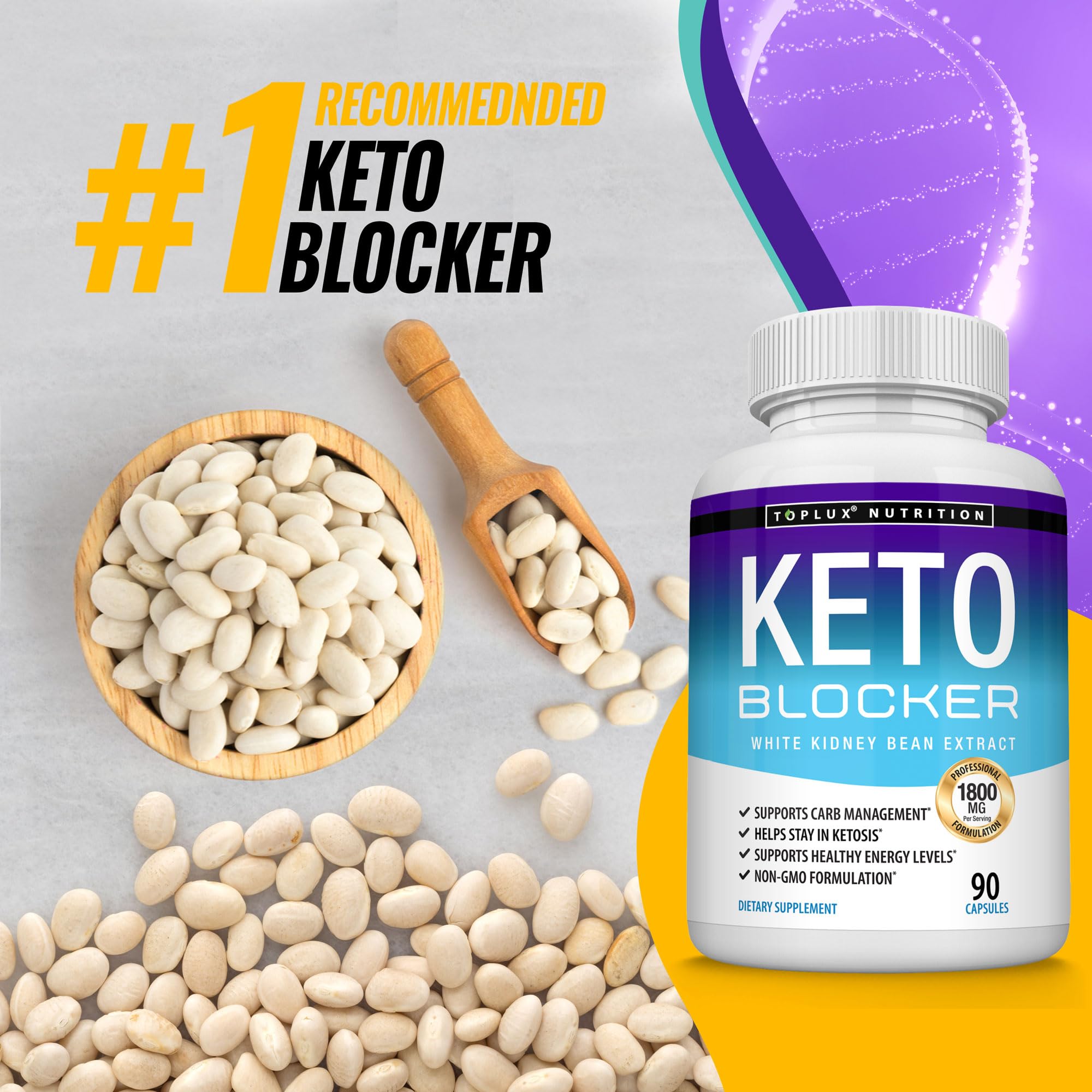 Toplux suplemento en cocina junto a ingredientes keto como aguacate