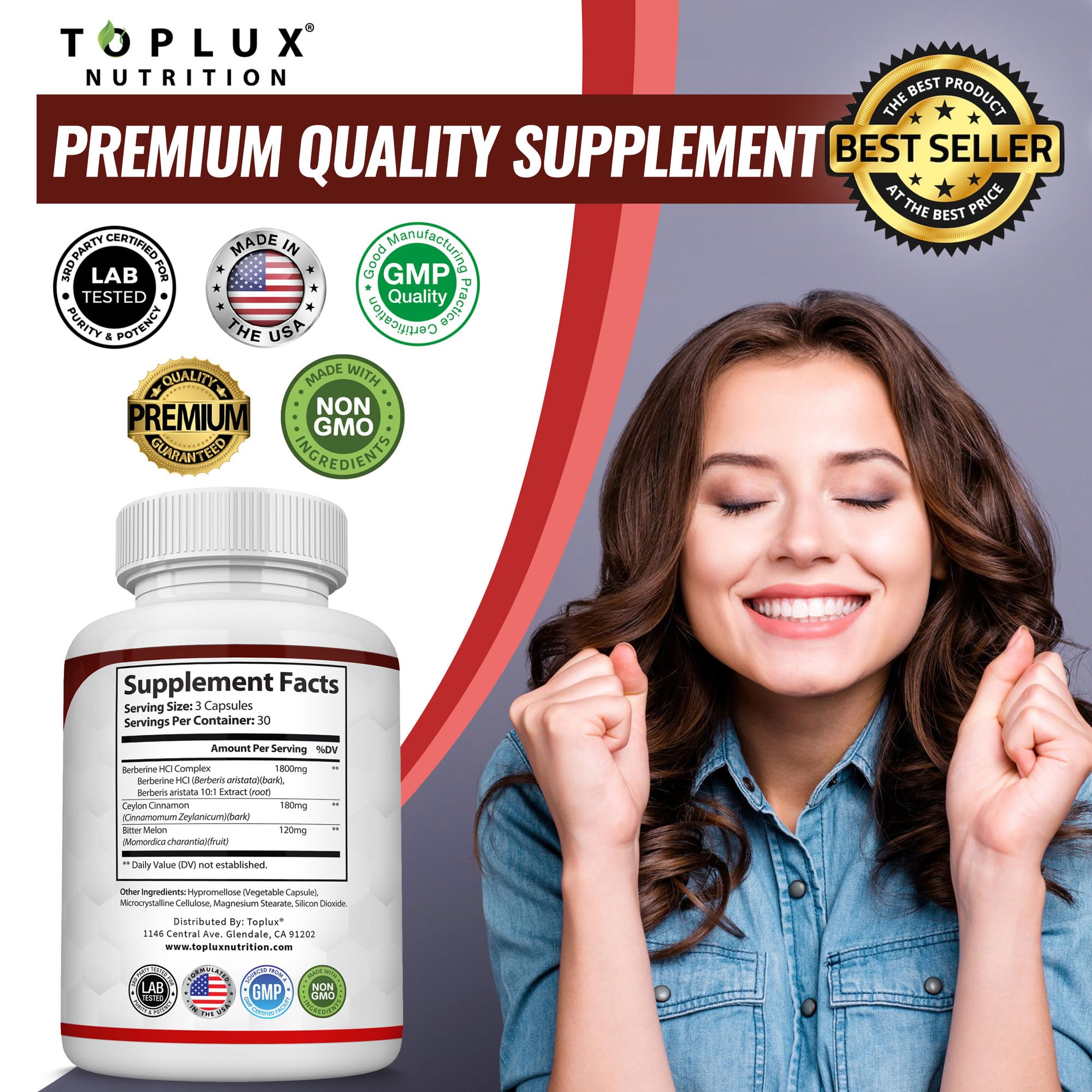 Toplux etiqueta nutricional legible con información de pureza y composición