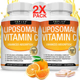 Toplux envase frontal mostrando vitamina C liposomal, beneficio: absorción mejorada