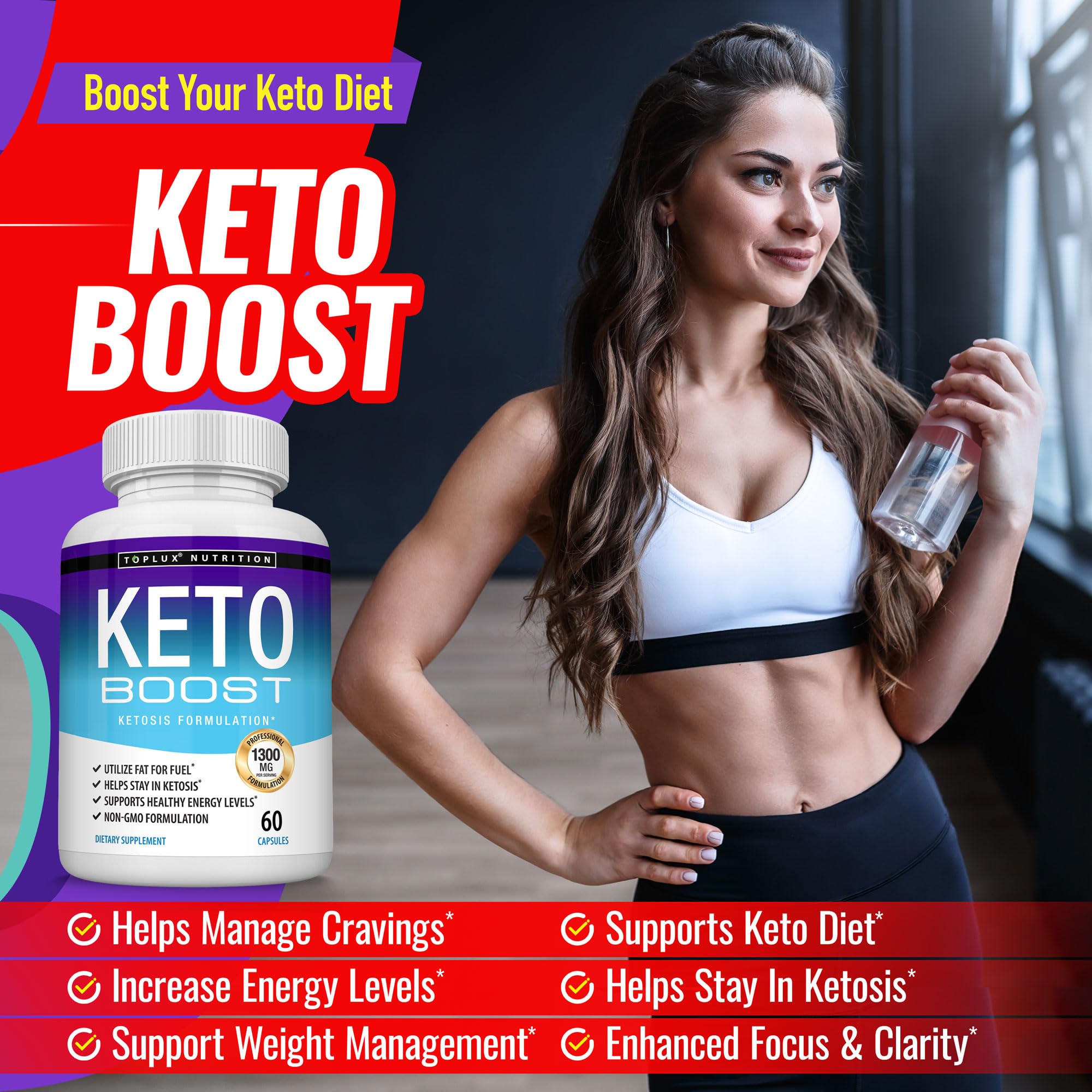 Toplux Keto Boost envase en mano para mostrar escala real y porción diaria