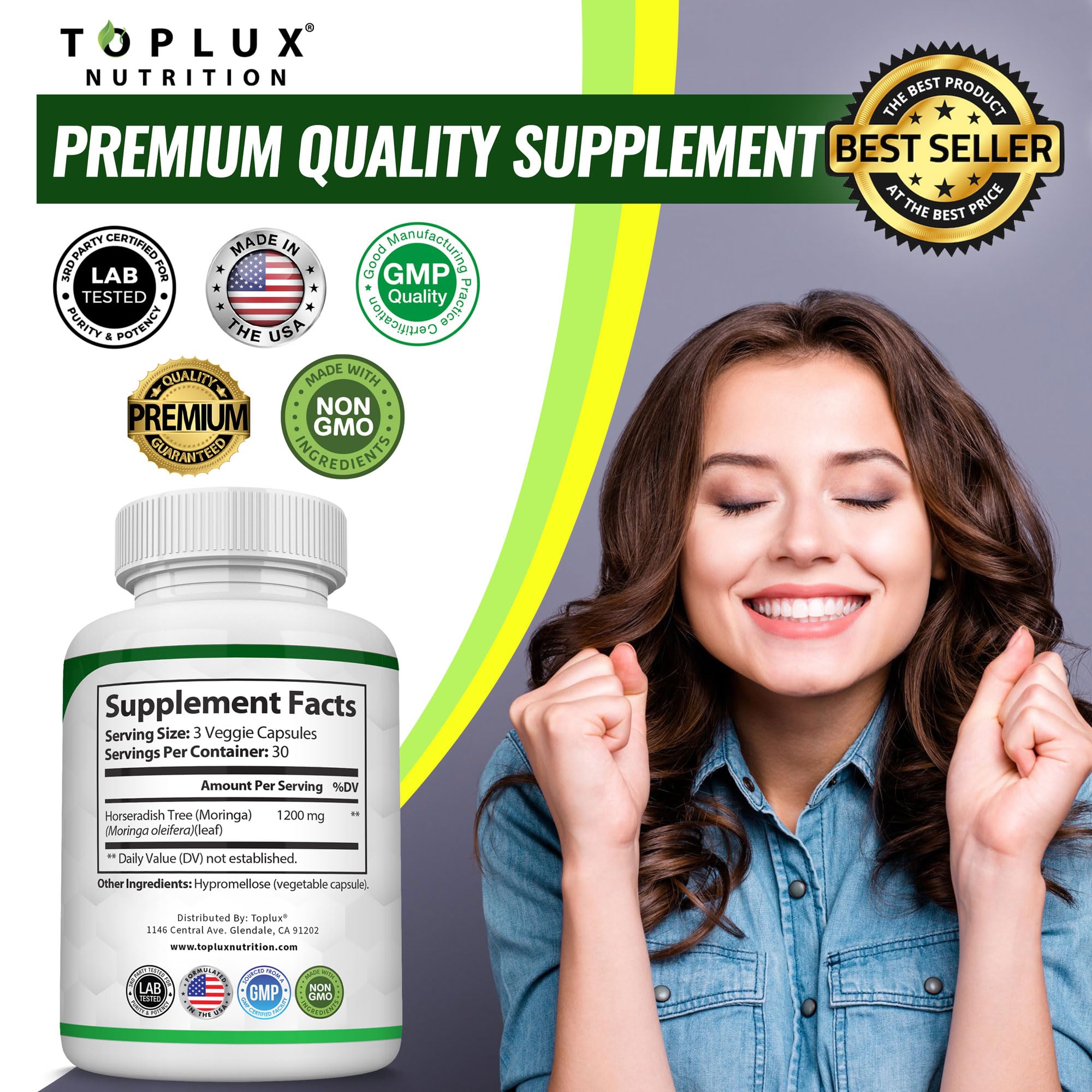 Toplux etiqueta con ingredientes y certificaciones, confianza en calidad