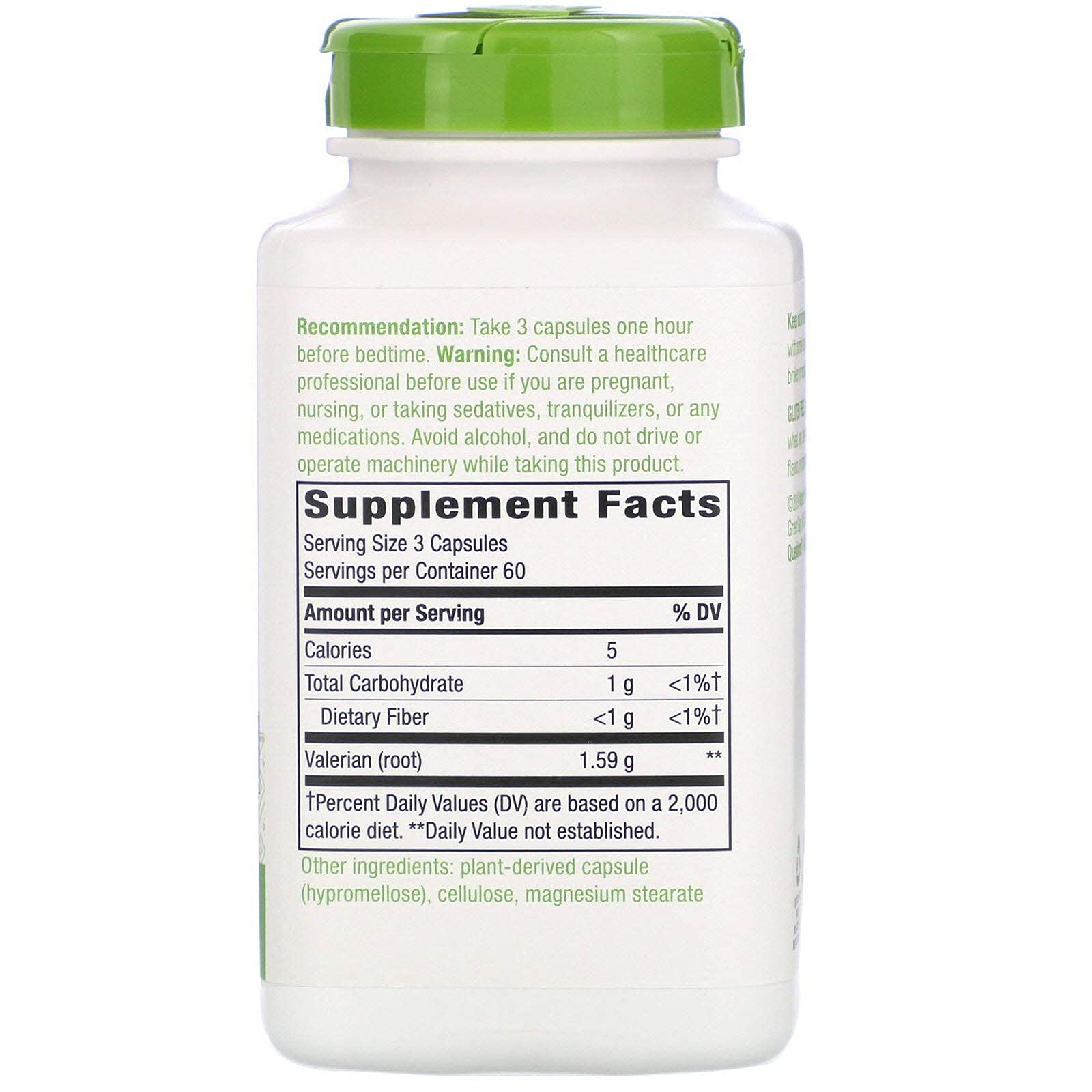 TOPNaturePlus primer plano de cápsula vegana de valeriana que destaca textura y dosificación
