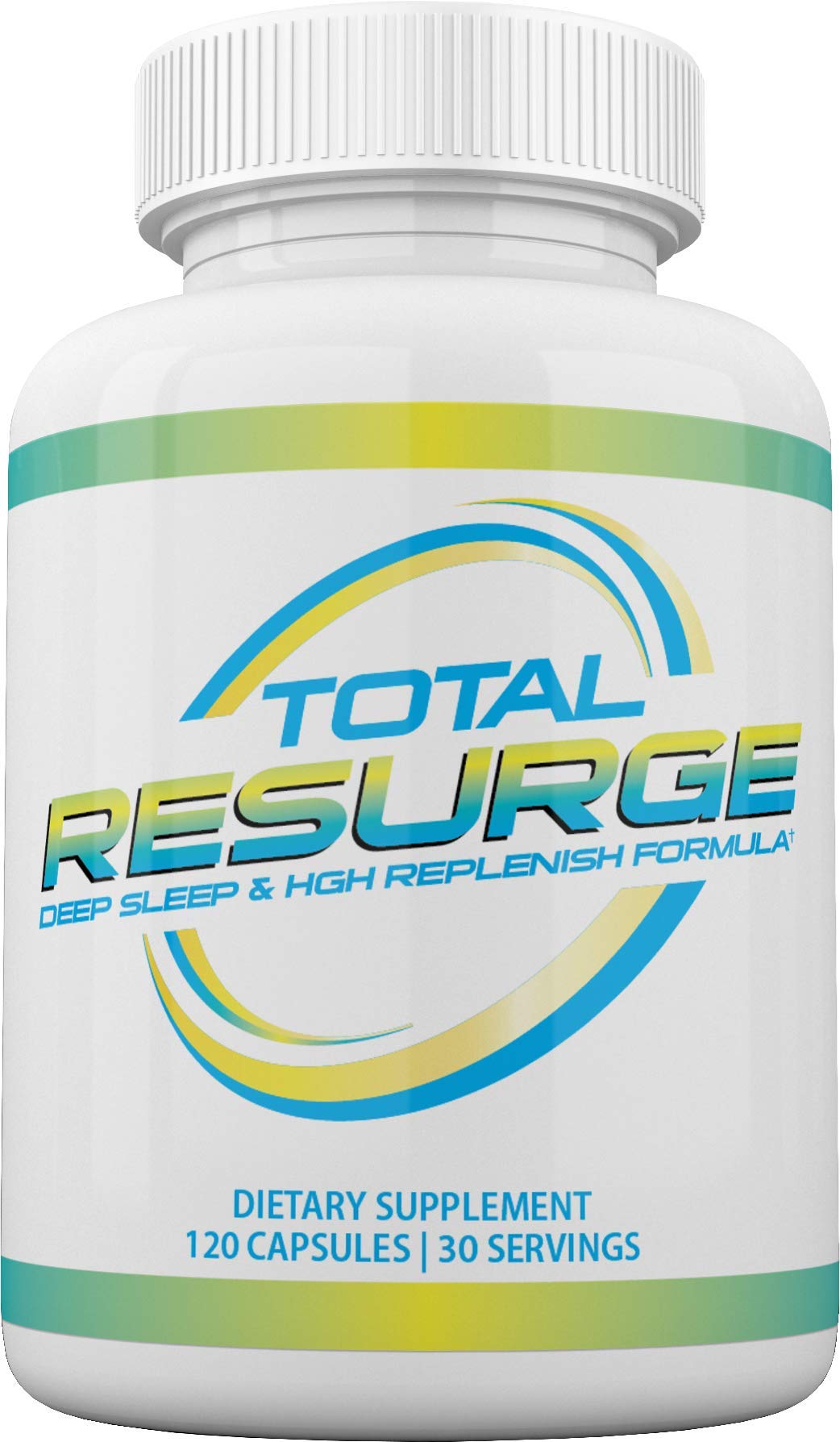 Total Resurge frasco frontal mostrando diseño y beneficio de sueño profundo