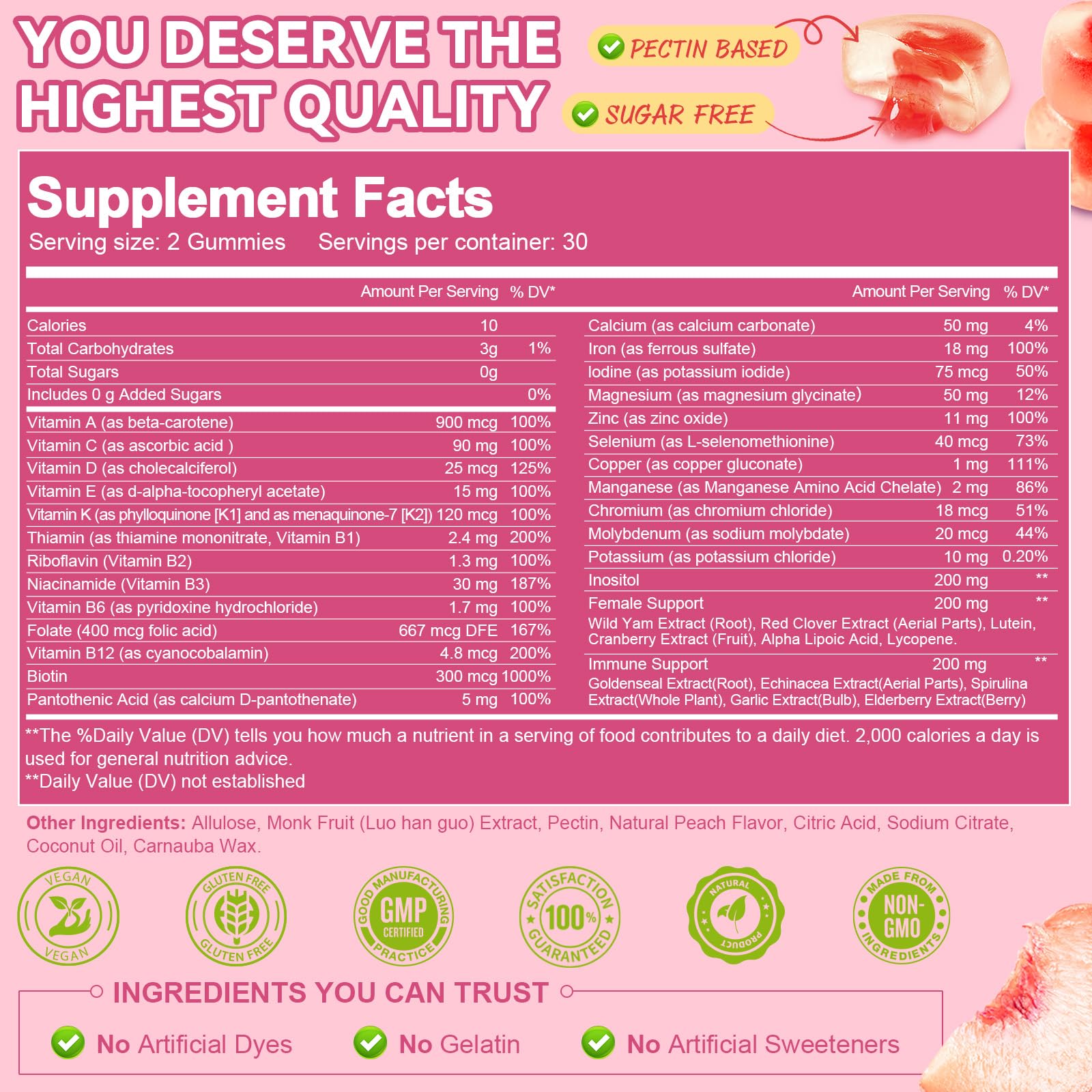 Totaria etiqueta nutricional visible con ingredientes clave beneficiosos