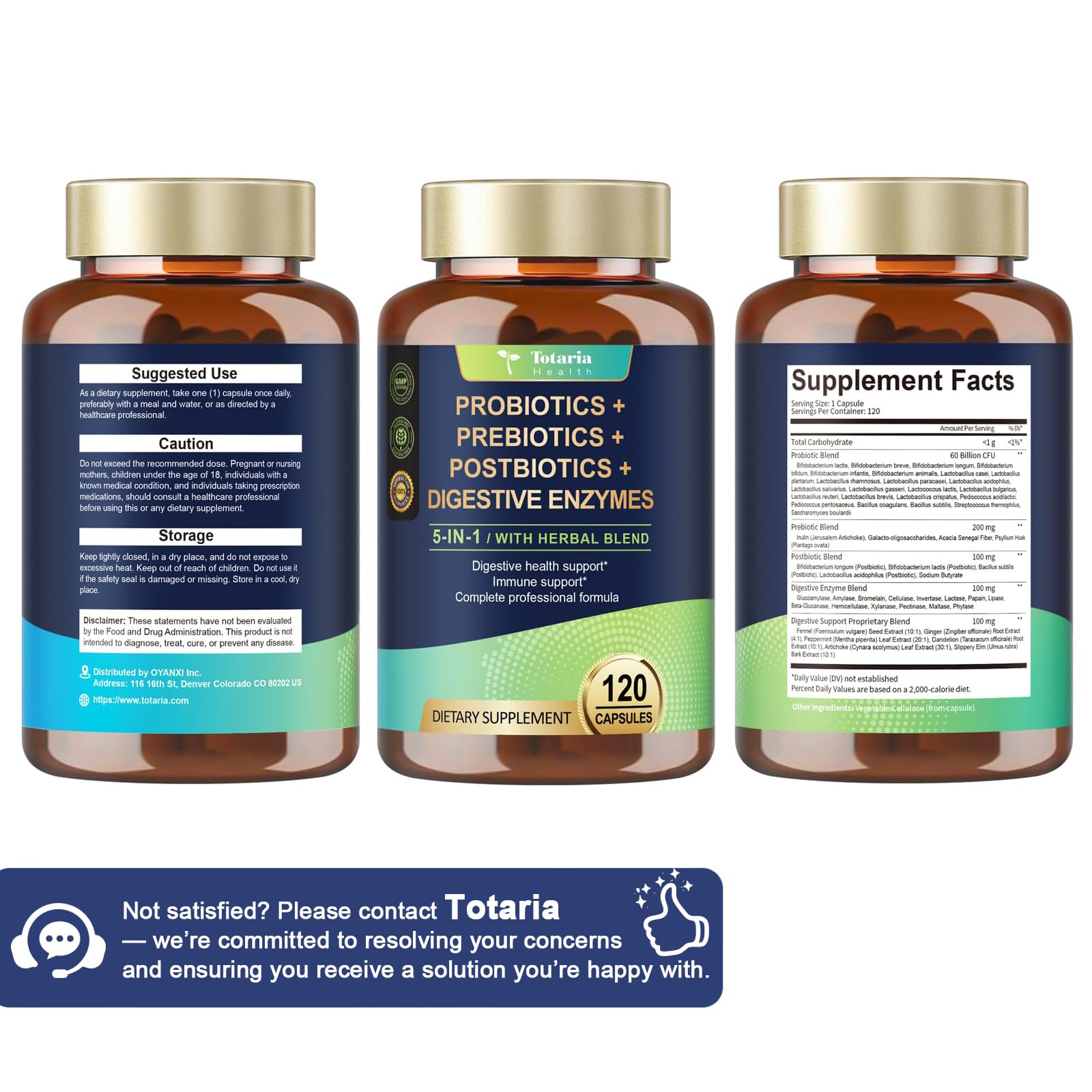 Frasco Totaria con enfoque en sello lateral y datos nutricionales confiables