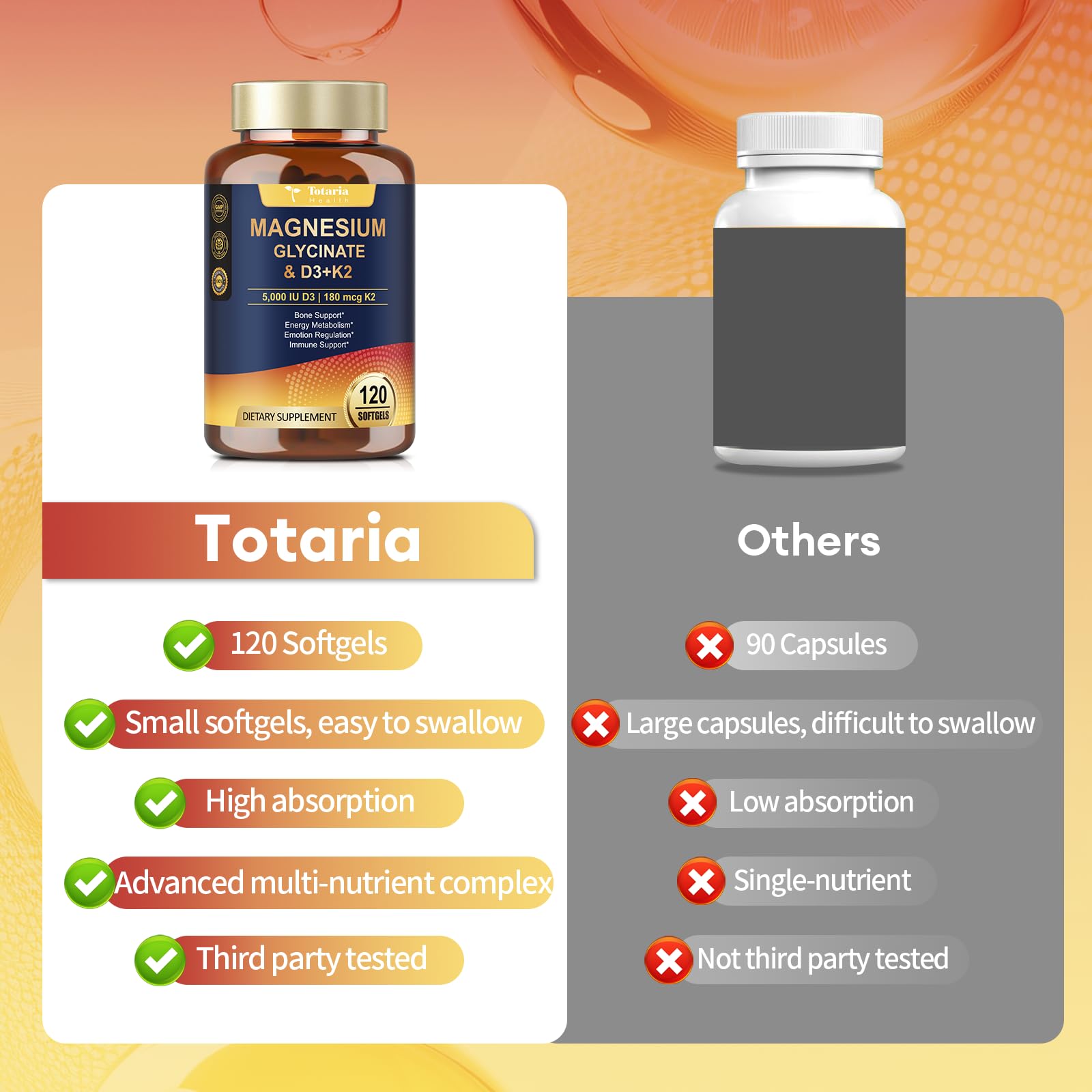 Totaria etiqueta ampliada con ingredientes y pureza visibles