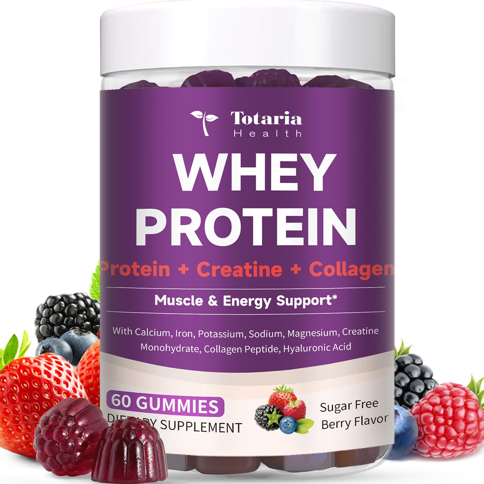 Totaria envase frontal mostrando beneficios y sabor frutos rojos