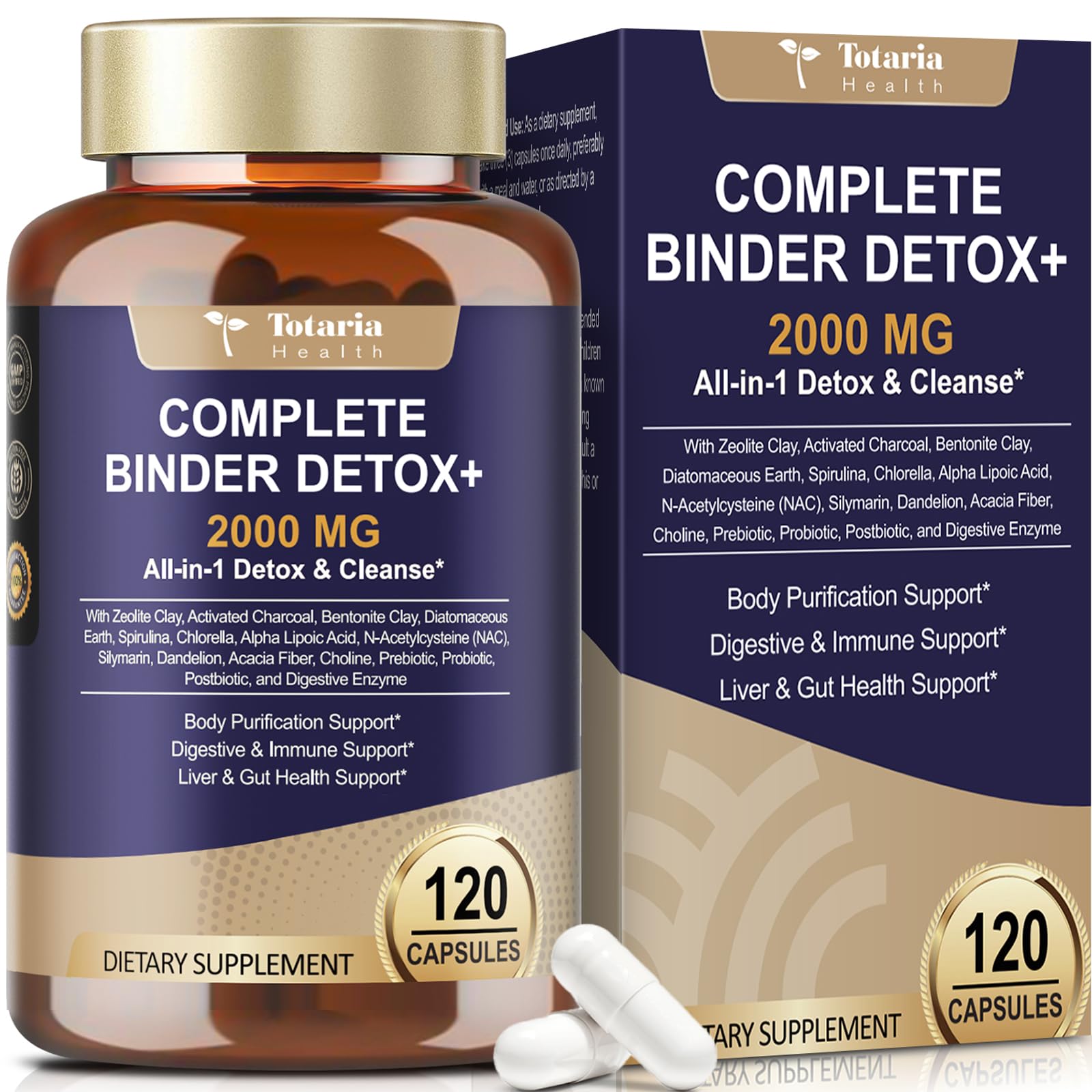 Totaria frasco frontal mostrando etiqueta y beneficio detox natural