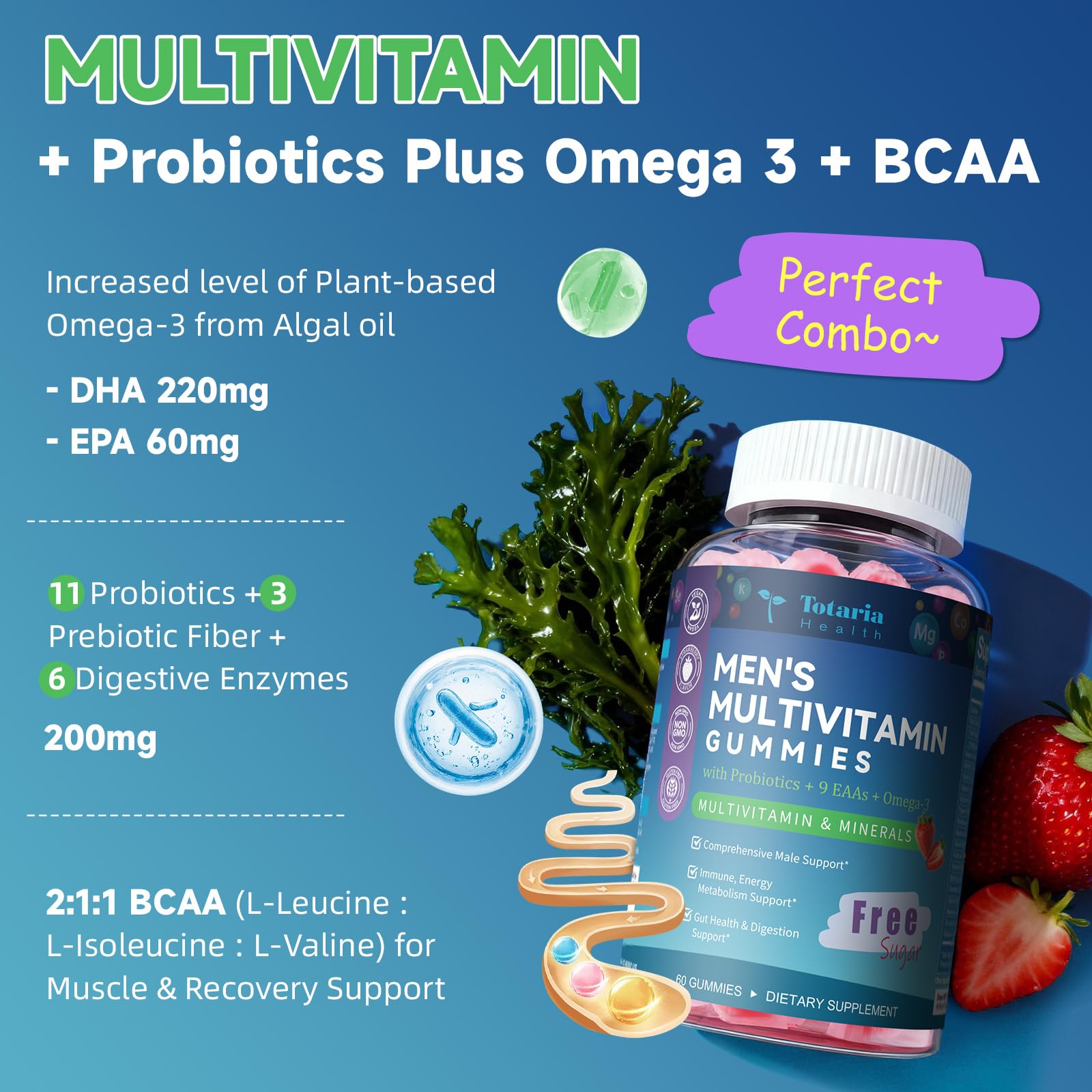 Totaria omega‑3 de algas ilustrando fuente vegetal sostenible