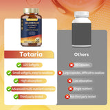Softgels Totaria dispuestos en palma para visualizar concentración y forma