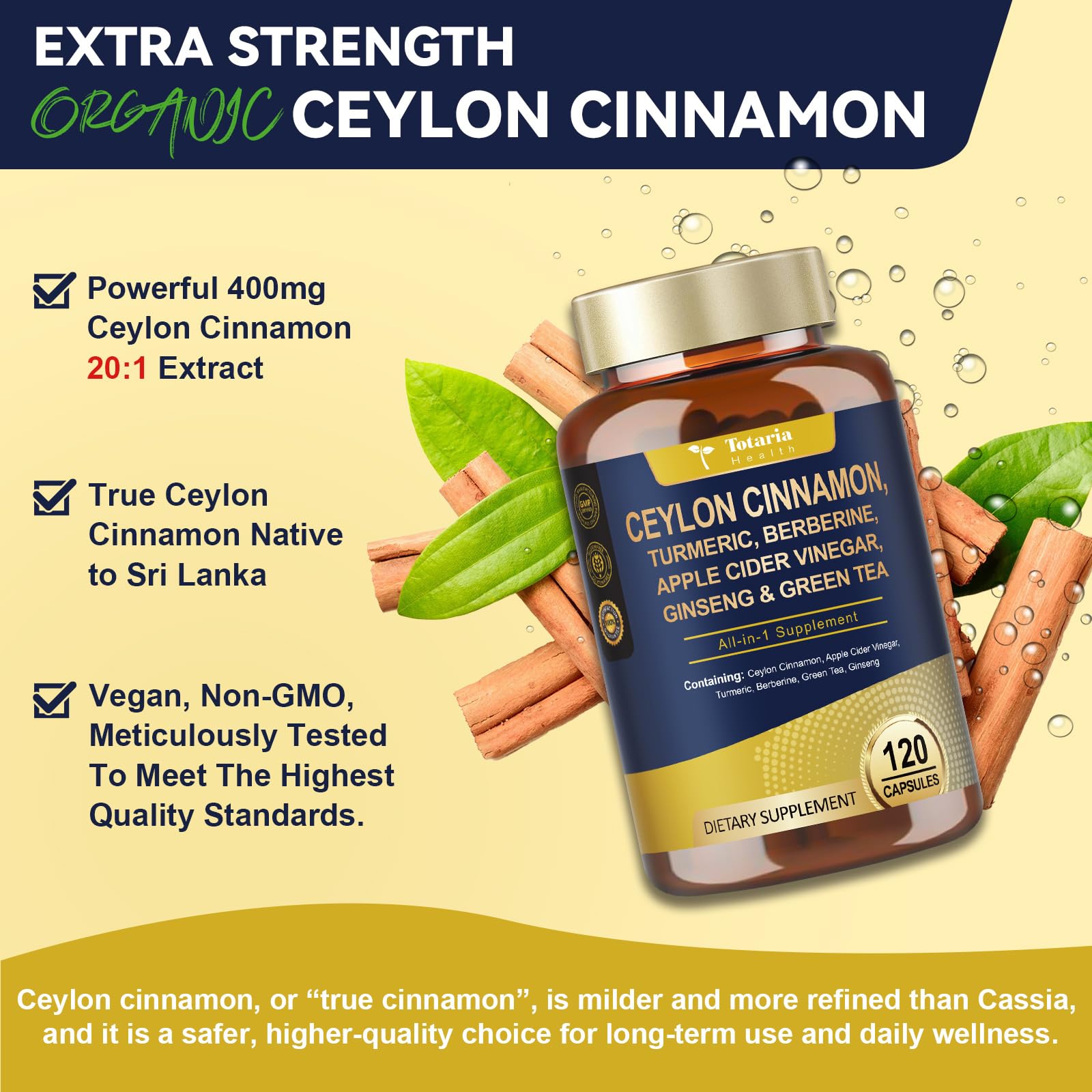 Totaria canela de Ceilán en polvo, ingrediente orgánico rico en polifenoles