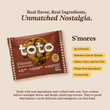 Toto galleta abierta con centro meloso, sabor s'mores realista
