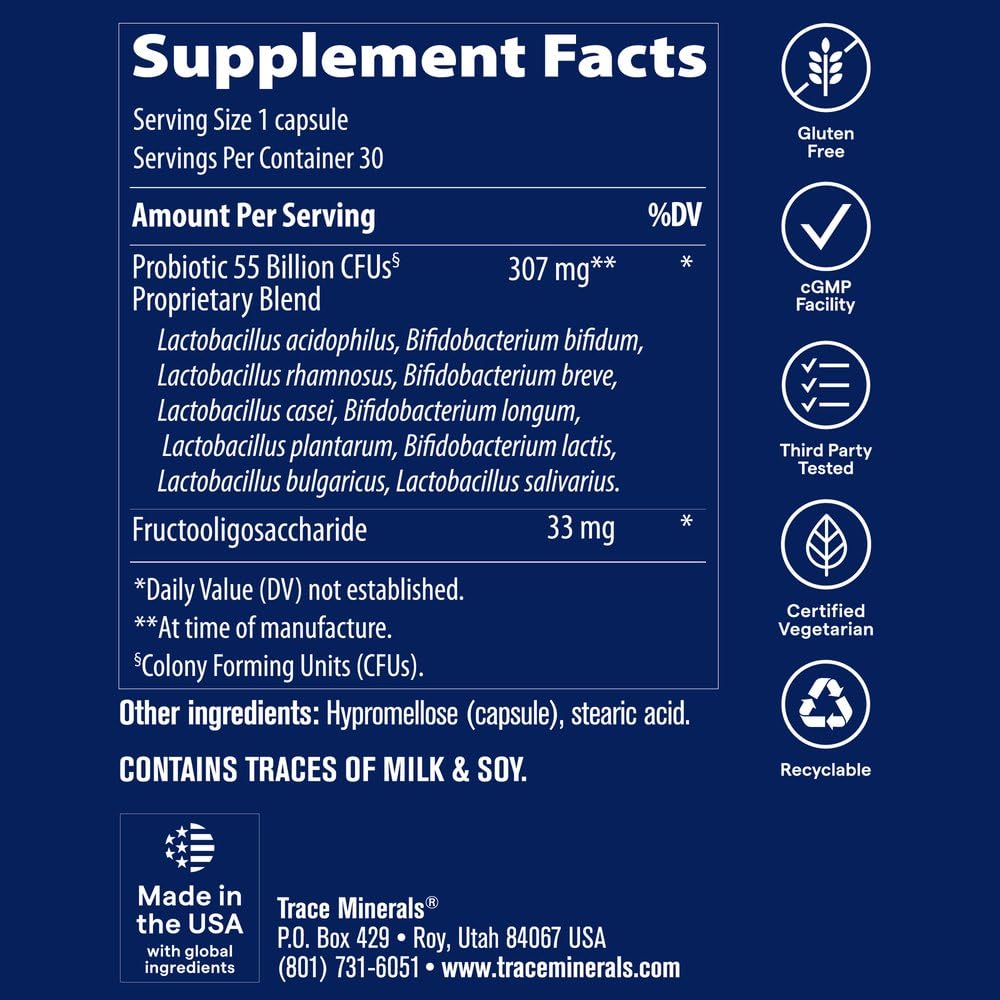 Trace Minerals cápsula abierta con contenido de polvo para transparencia