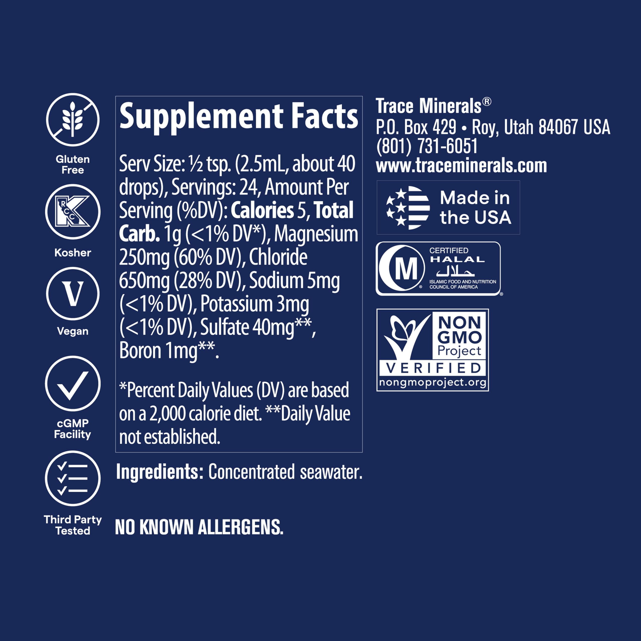 Trace Minerals gotas disolviéndose en agua ilustrando mezcla rápida y clara