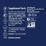 Trace Minerals gotas disolviéndose en agua ilustrando mezcla rápida y clara