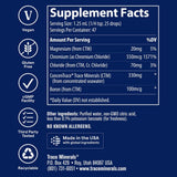 Trace Minerals etiqueta con información de nutrientes y beneficios visibles para el usuario