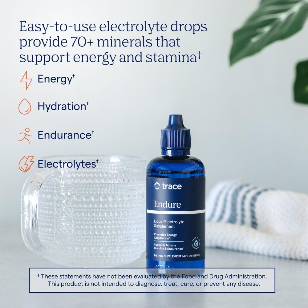 Trace Minerals Endure etiqueta con información de electrolitos y garantías de calidad