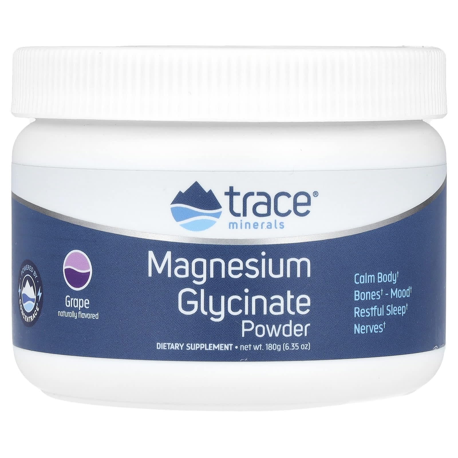 Trace Minerals detalle de la etiqueta con ingredientes y certificaciones, tranquilidad y transparencia