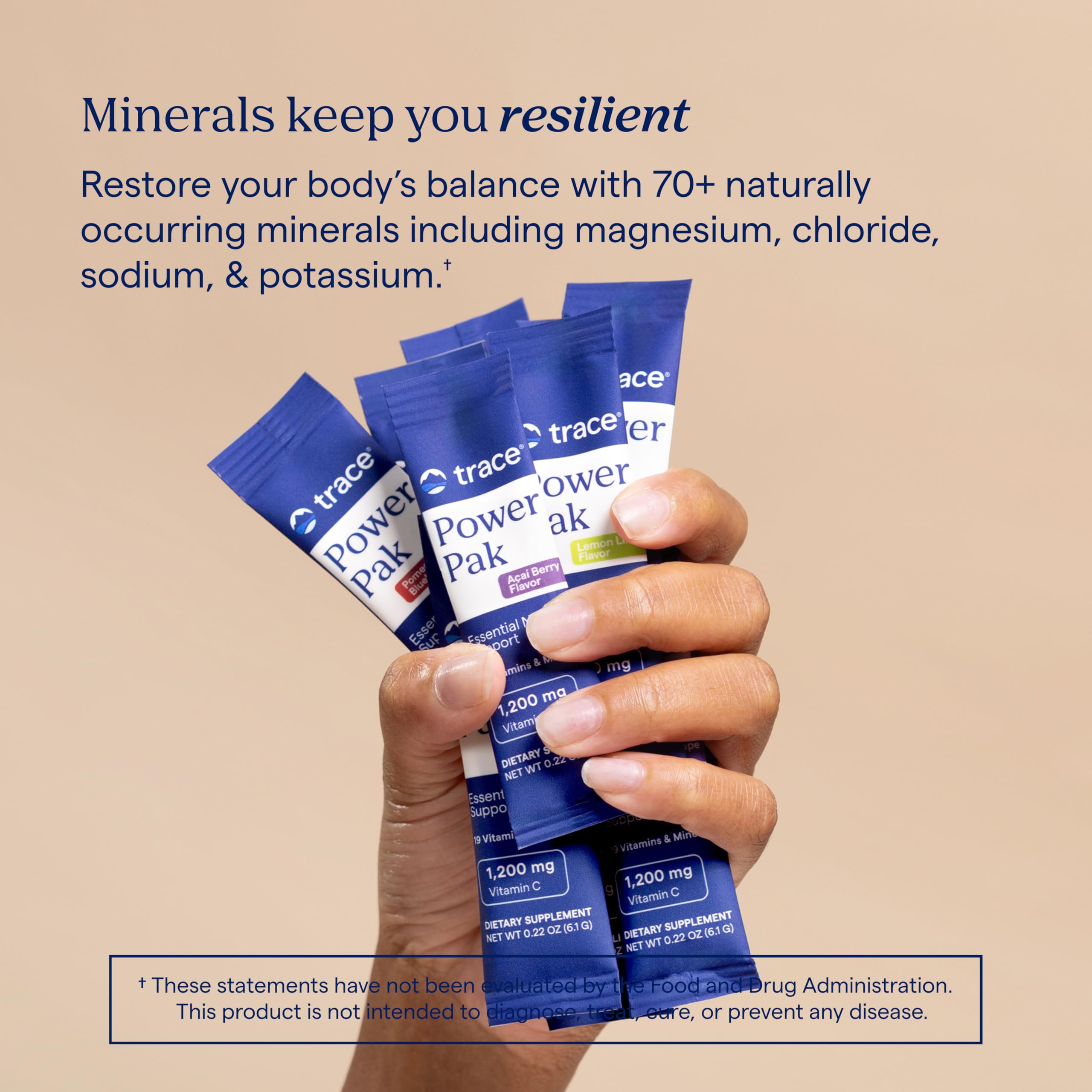 Trace Minerals etiqueta nutricional enfocada en ingredientes clave
