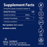 Trace Minerals etiqueta informativa con ingredientes y pruebas