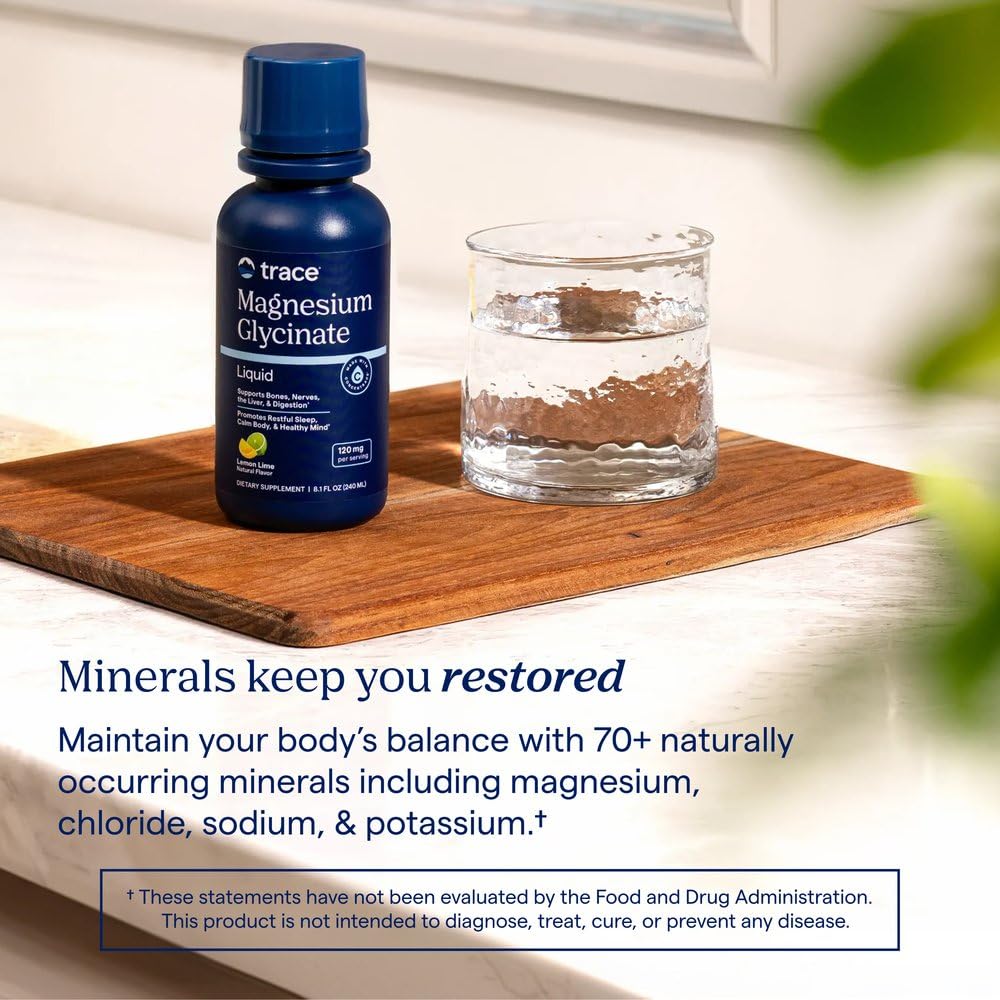 Trace Minerals etiqueta con lista de ingredientes y certificaciones de pureza