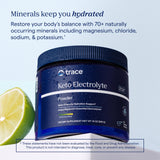 Etiqueta de Trace Minerals con lista de electrolitos y sin azúcar para transparencia