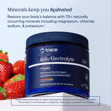 Trace Minerals etiqueta nutricional ampliada, permite ver electrolitos y sin gluten