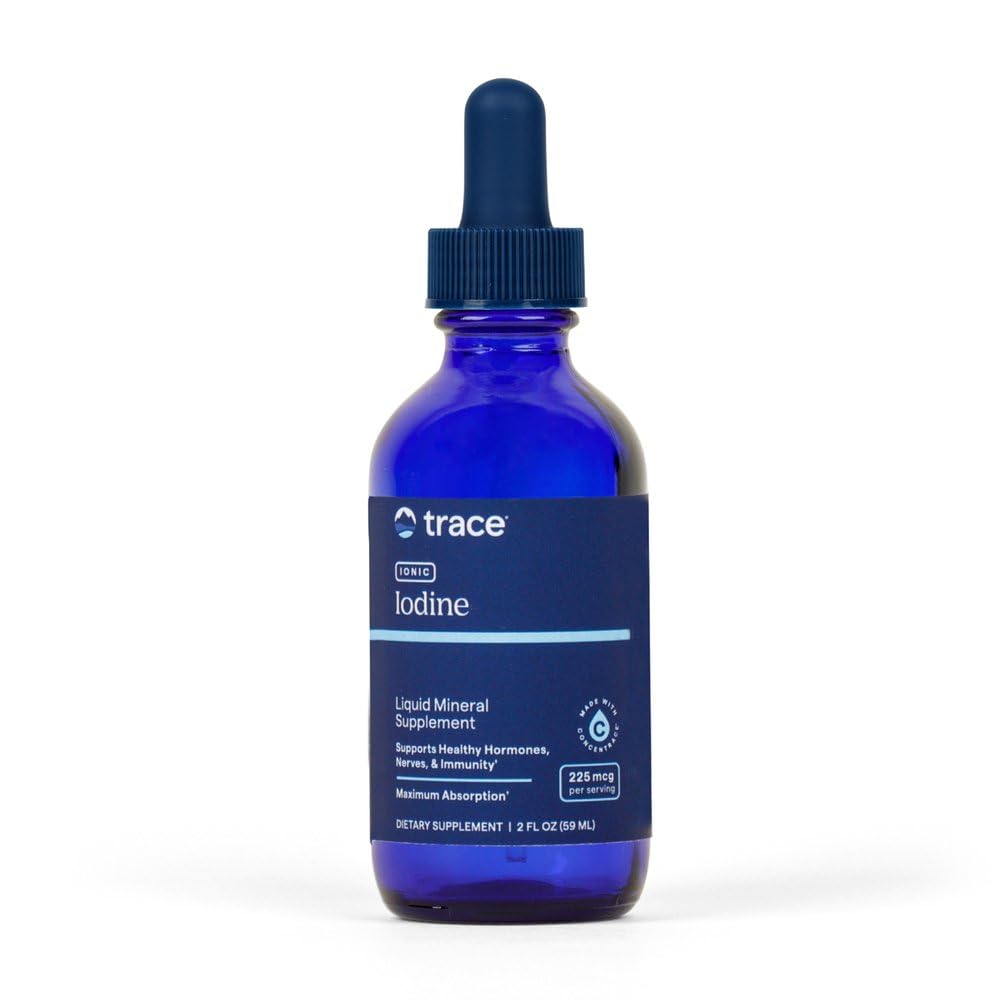 Trace Minerals frasco frontal mostrando el diseño y beneficio de dosis precisa