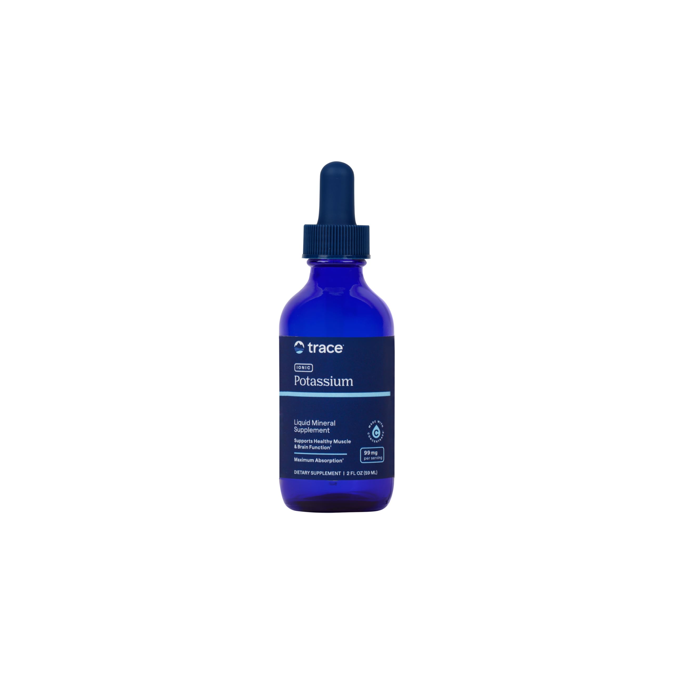 Trace Minerals envase frontal mostrando etiqueta y cantidad de porciones