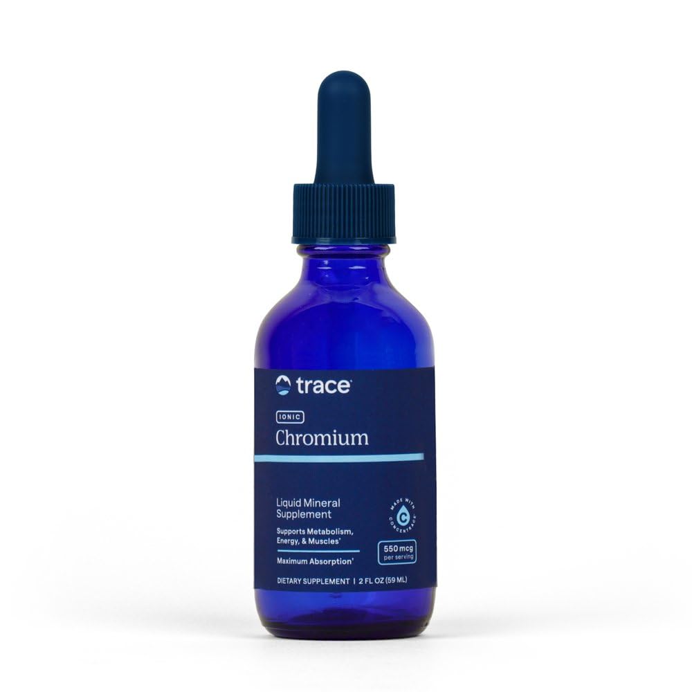 Trace Minerals vista frontal del envase mostrando marca y tamaño 2 oz, práctico para dosificar