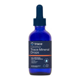 Trace Minerals frasco frontal mostrando la marca y beneficio de reposición mineral