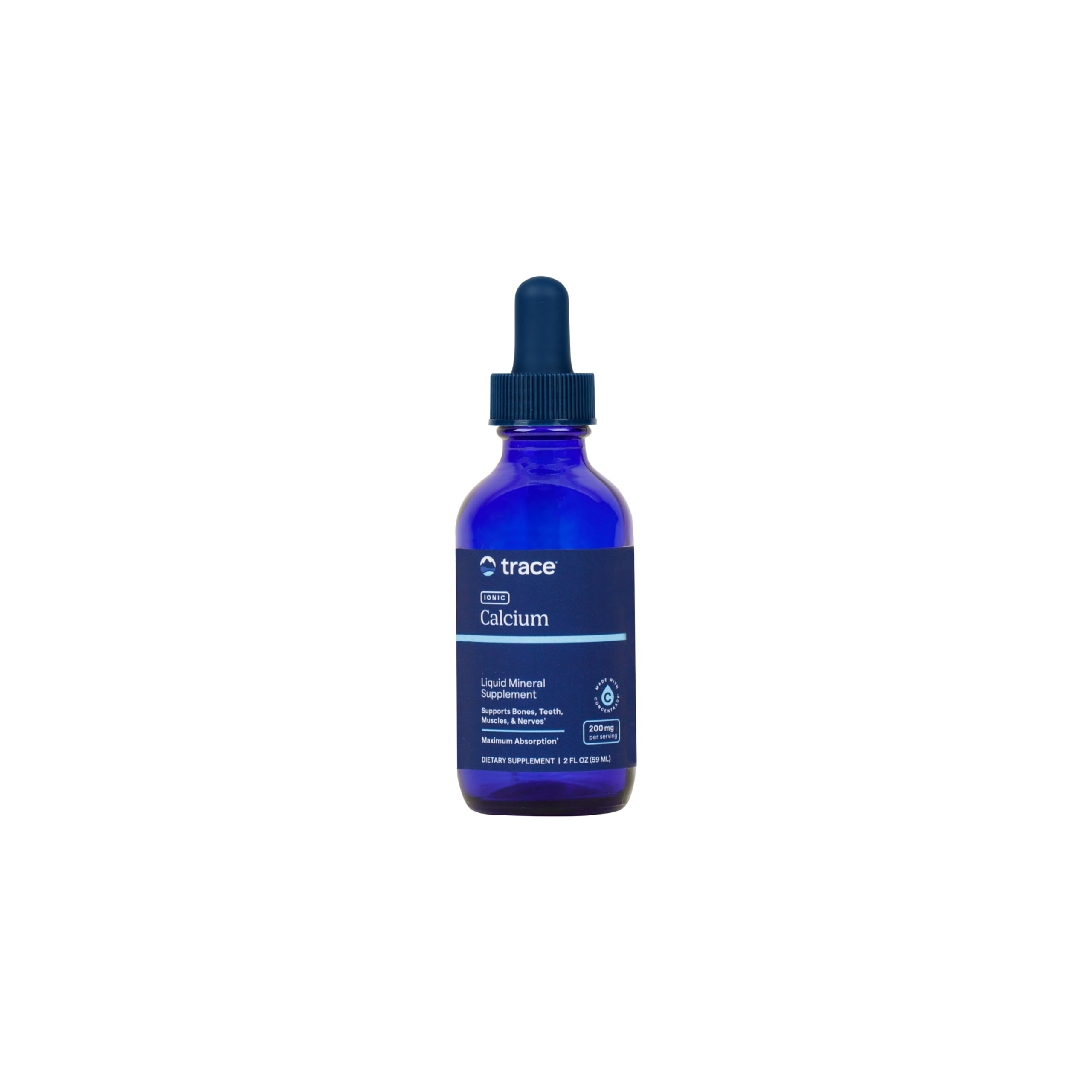 Trace Minerals envase frontal mostrando 59 ml y beneficios veganos