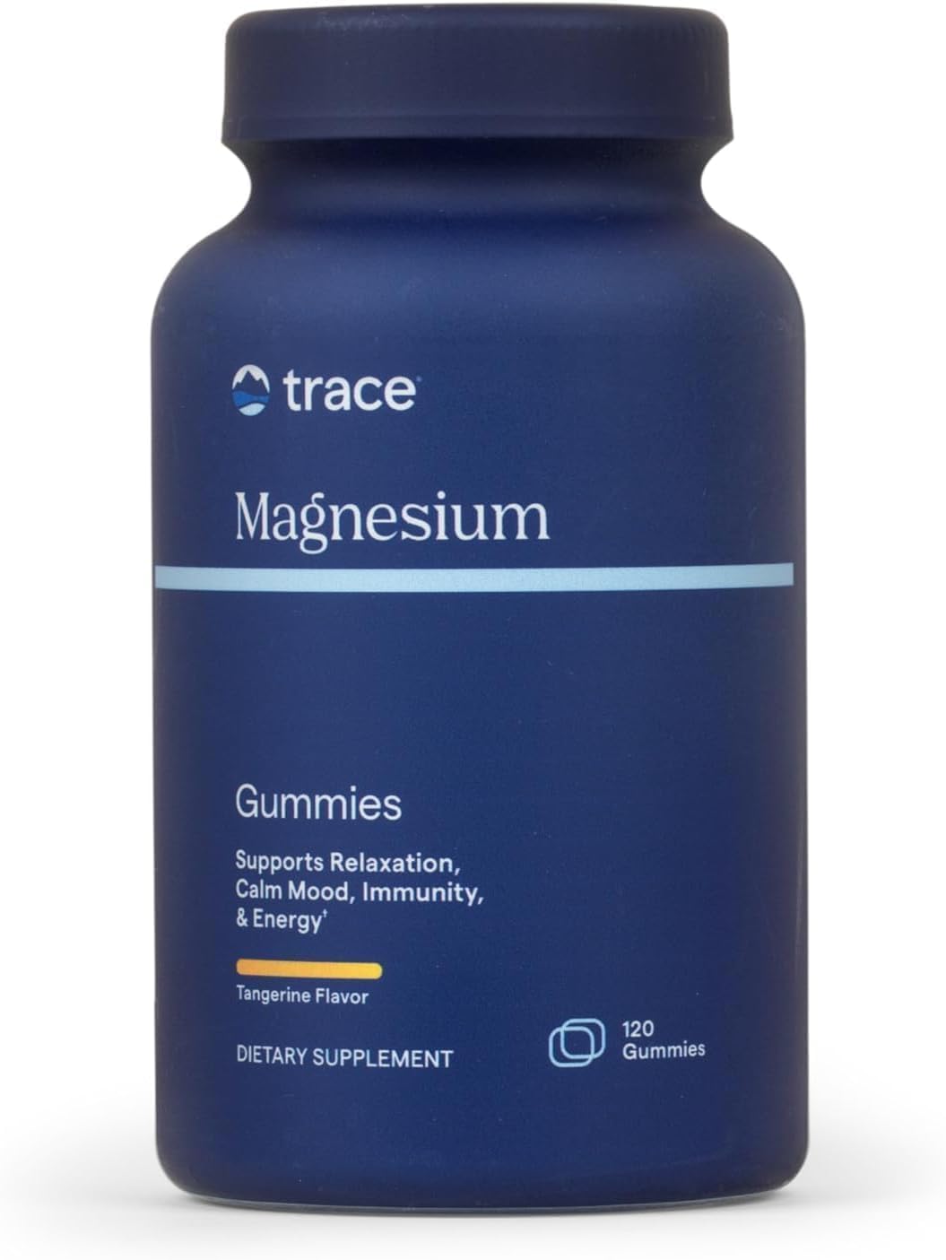 Trace Minerals frasco delantero mostrando gominolas y etiqueta clara