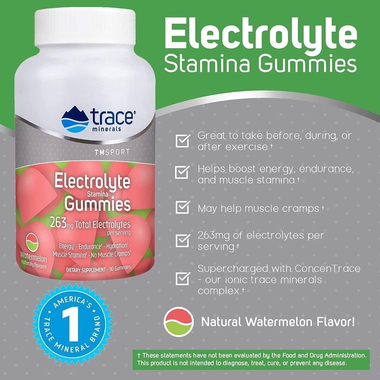 Trace Minerals gomitas sobre mesa con equipo deportivo para uso activo
