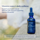 Trace Minerals gotas vertidas en vaso mostrando mezcla sin sabor