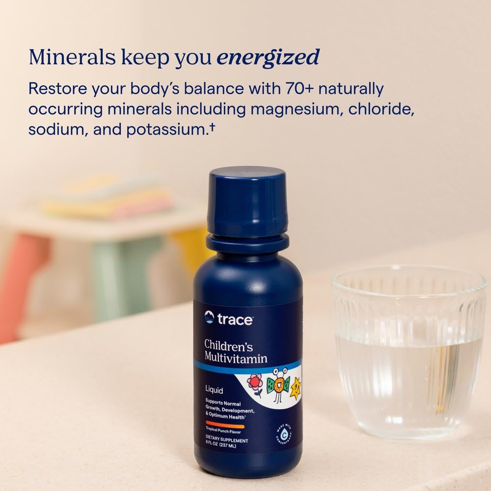 Trace Minerals etiqueta con lista de ingredientes y minerales traza visibles